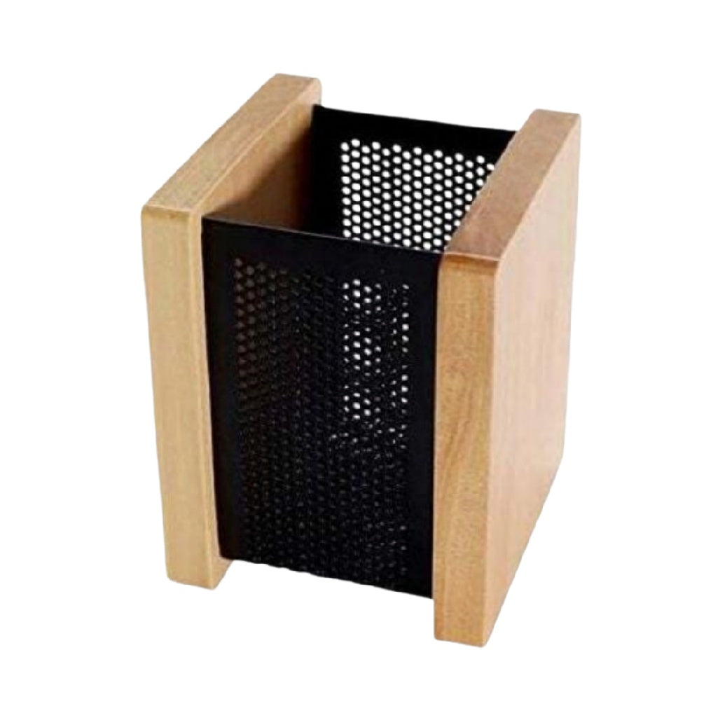 Modern Wooden and Mesh Office Organizer Cup Holder