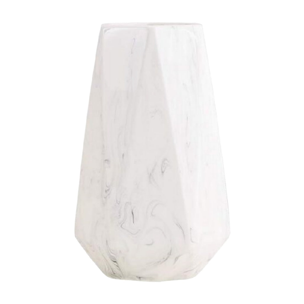 Modern Marble-Patterned Geometric Ceramic Vase**