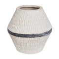 White Textured Ceramic Planter with Black Accent Band