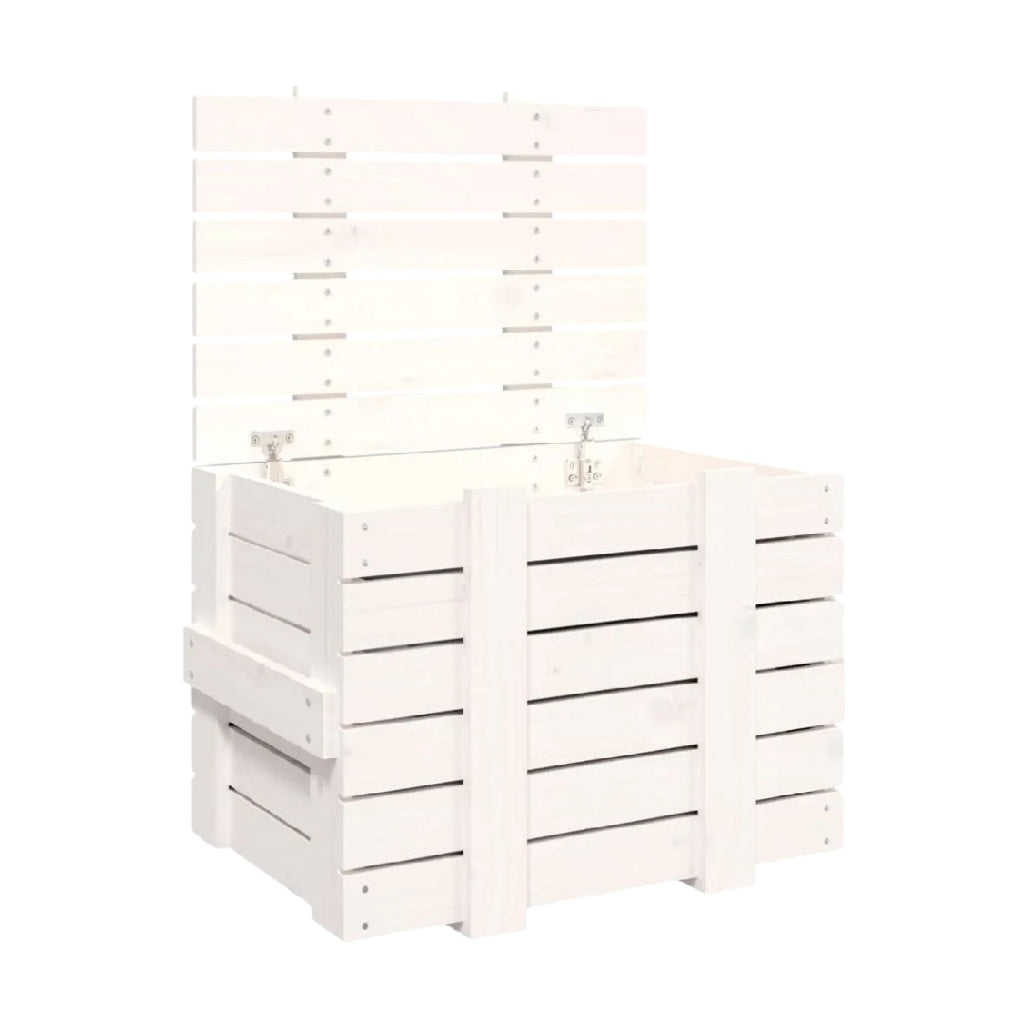 White Wooden Storage Crate with Lid – Versatile Organizer for Indoor and Outdoor Use