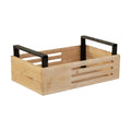 Wooden Storage Crate with Metal Handles - Rustic Organizer Box